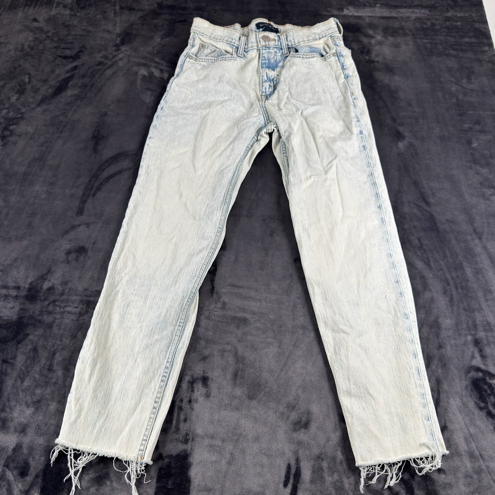 Aeropostale Stretch Mom Jeans Womens 4‎ Light Wash Acid Raw Hem Denim